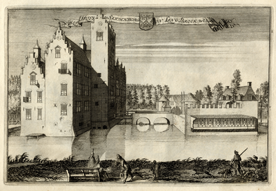 135334 Gezicht op het omgrachte kasteel Sandenburg te Nederlangbroek (gemeente Langbroek) uit het zuidoosten, met ...
